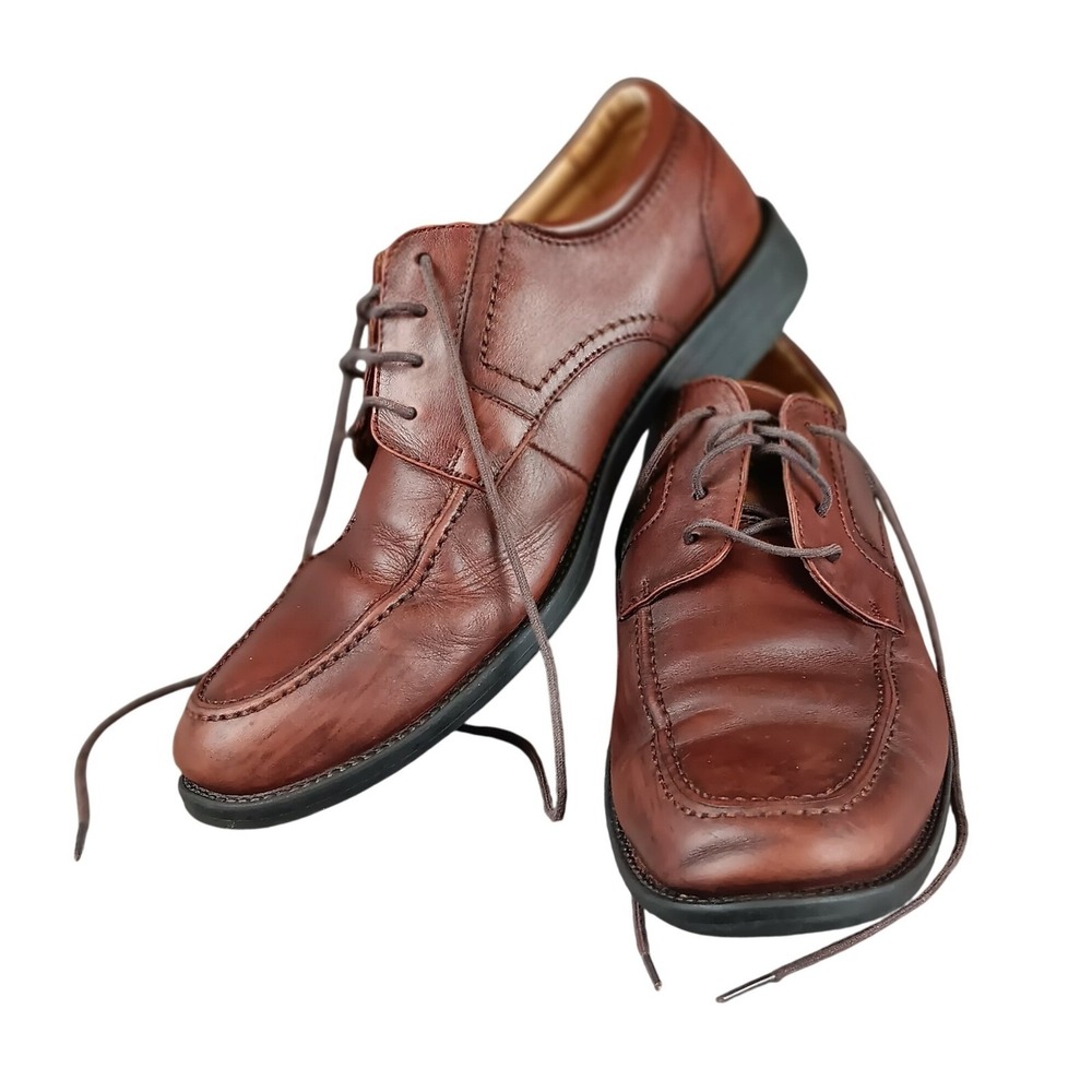 Chaps Mens Leather Dress Shoes Lace Up Oxfords Comfort Brown Size 9M